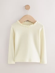Ecru White Long Sleeve Pointelle T-Shirt (3mths-7yrs) - Size 3-6 Months (62-68cm)