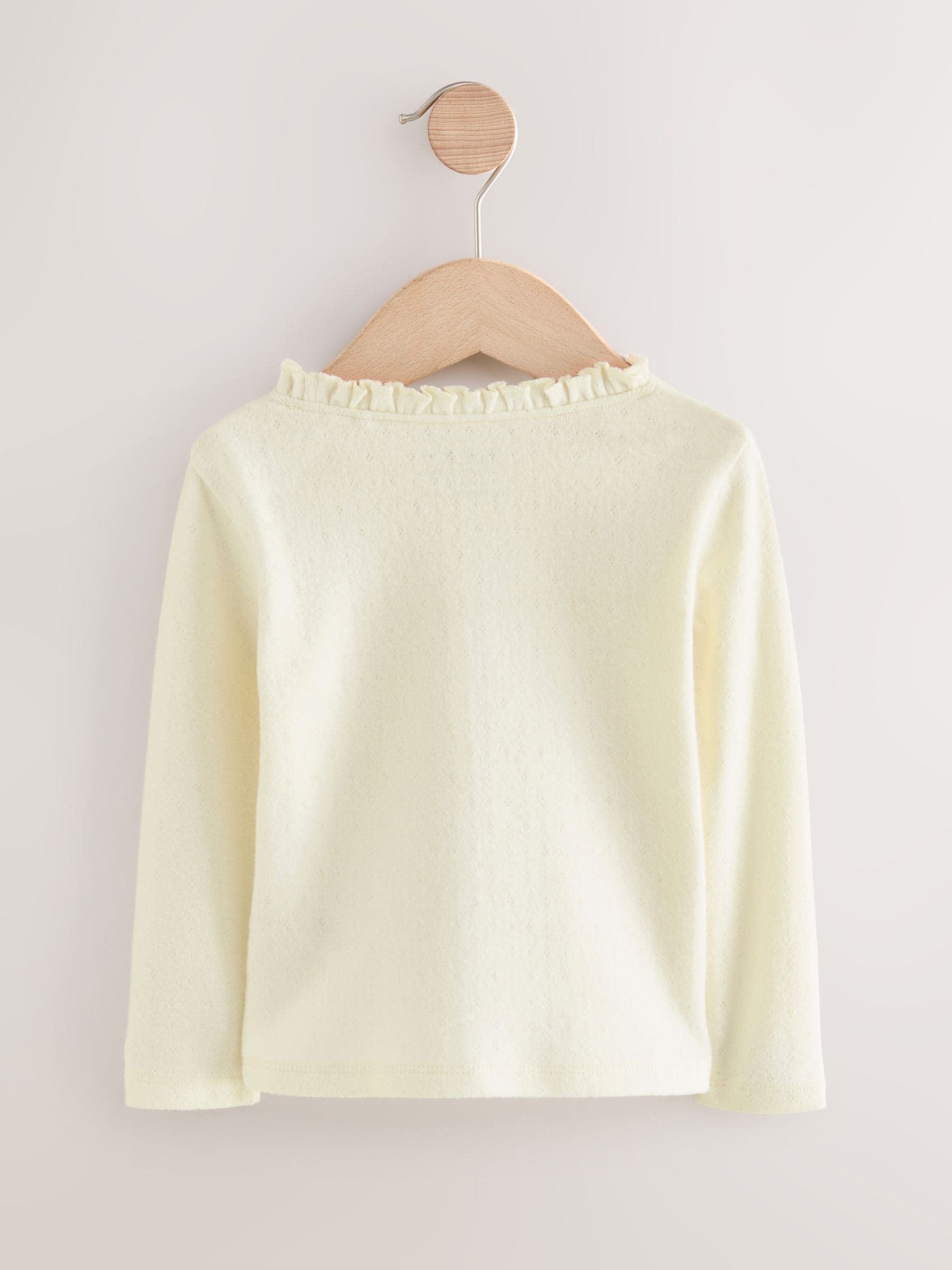 Ecru White Long Sleeve Pointelle T-Shirt (3mths-7yrs) - Size 3-6 Months (62-68cm)