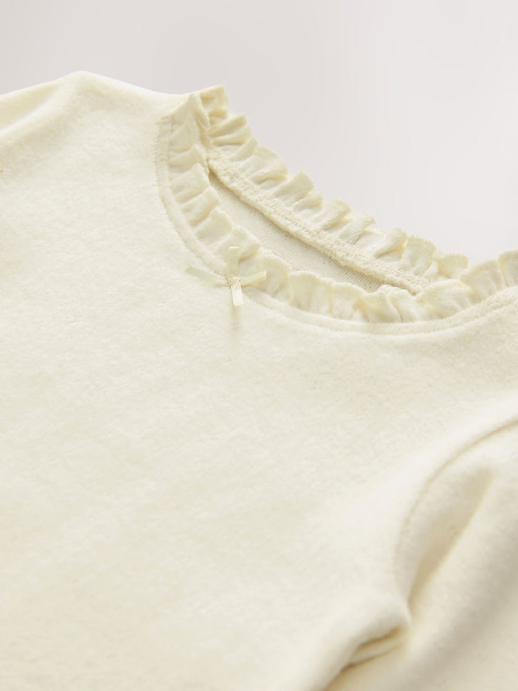 Ecru White Long Sleeve Pointelle T-Shirt (3mths-7yrs)