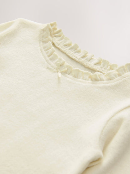Ecru White Long Sleeve Pointelle T-Shirt (3mths-7yrs)