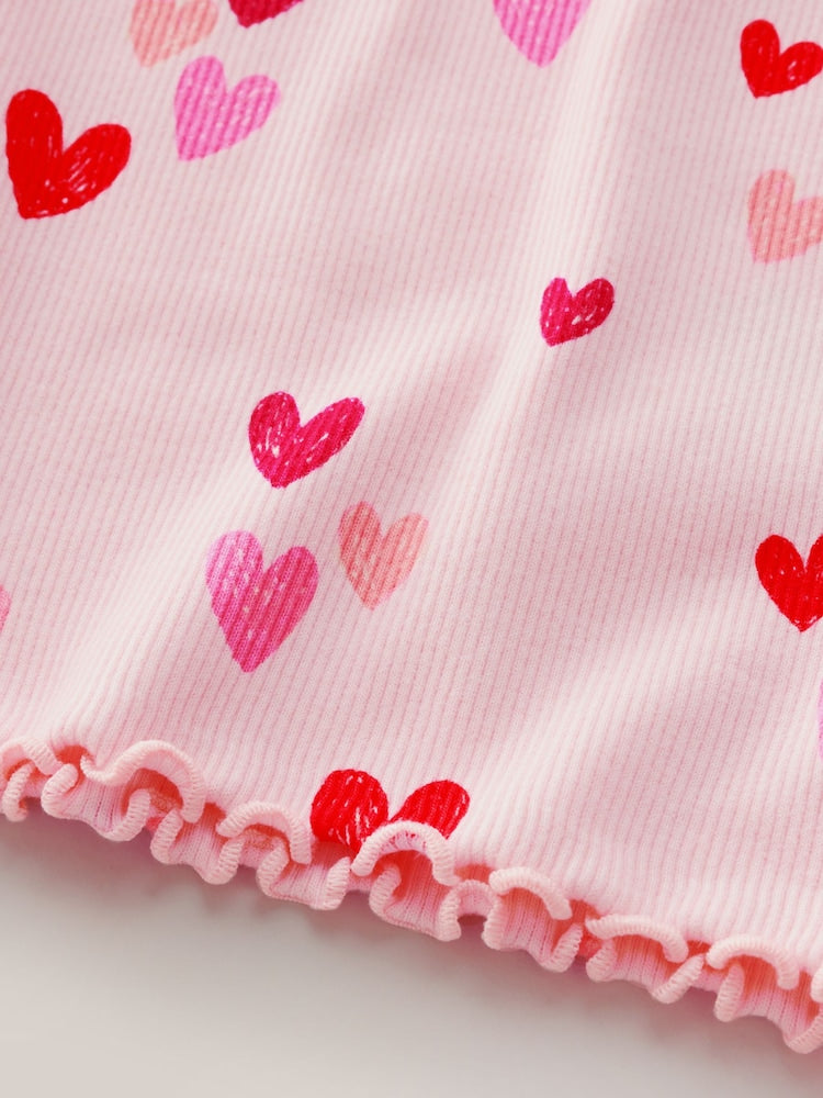 Pink Heart Rib Long Sleeve T-Shirt (3mths-7yrs)