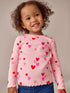 Pink Heart Rib Long Sleeve T-Shirt (3mths-7yrs) - Size 3-6 Months (62-68cm) - Pink Heart Rib Long Sleeve