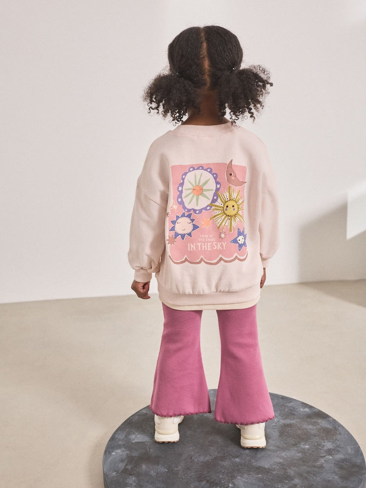 Pink Stars Long Sleeve Top and Flare Set (3mths-7yrs)