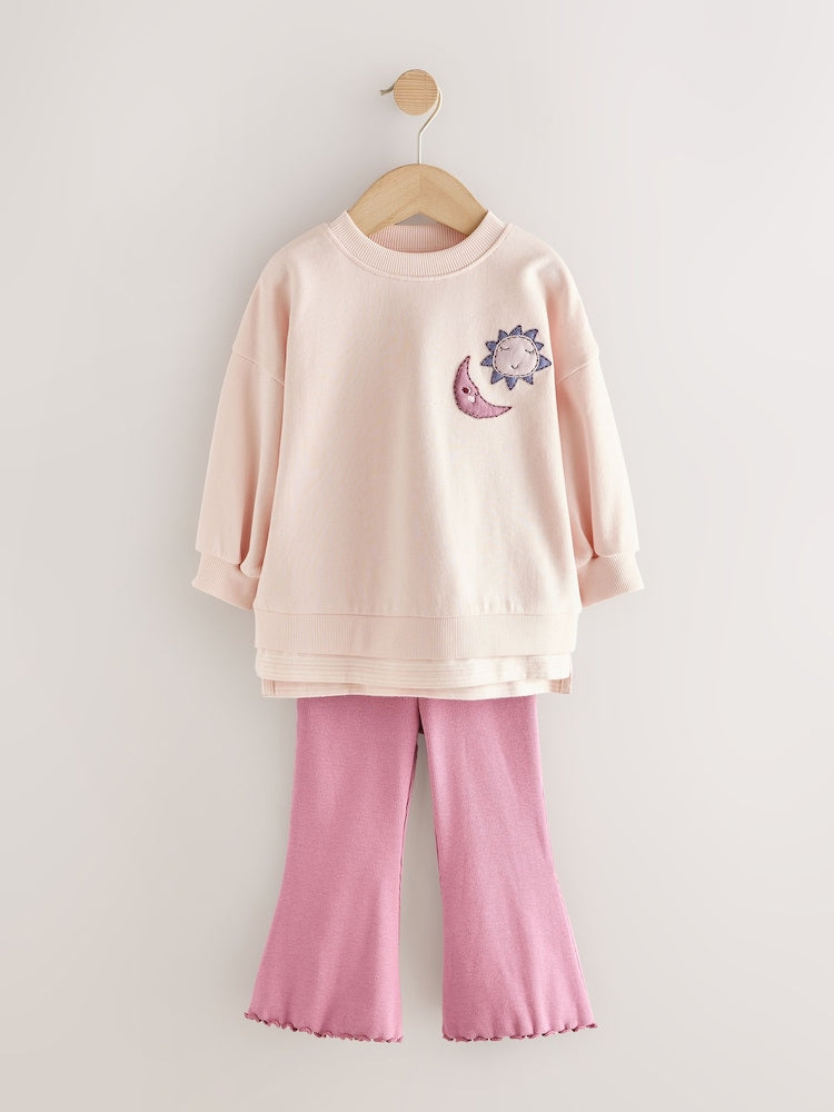 Pink Stars Long Sleeve Top and Flare Set (3mths-7yrs)