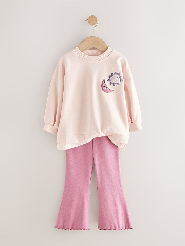 Pink Stars Long Sleeve Top and Flare Set (3mths-7yrs)