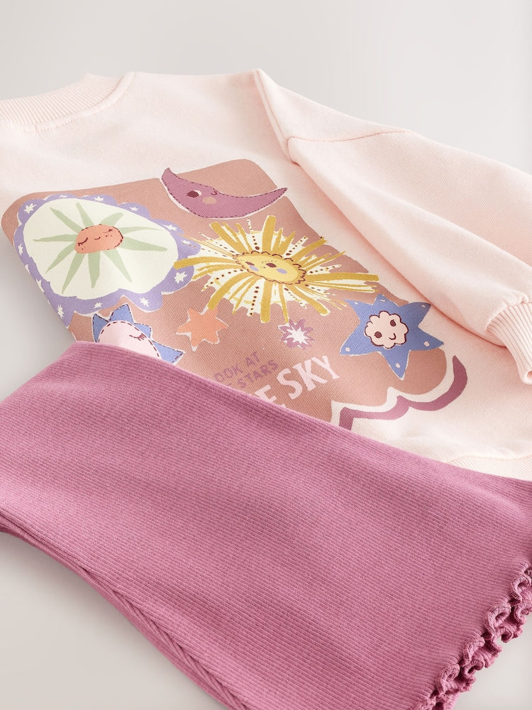 Pink Stars Long Sleeve Top and Flare Set (3mths-7yrs)