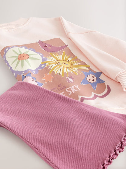 Pink Stars Long Sleeve Top and Flare Set (3mths-7yrs)
