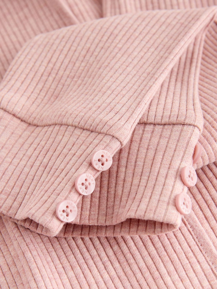 Light Pink Ribbed Hooded Cardigan and Leggings Set (3mths-7yrs)
