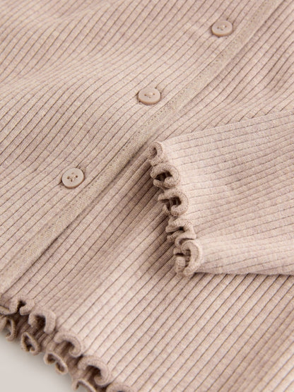 Brown Ribbed Hooded Cardigan and Leggings Set (3mths-7yrs)