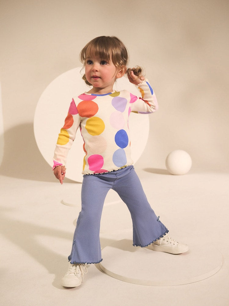 Blue Rib Flare Leggings (3mths-7yrs) - Size 3-6 Months (62-68cm) - Blue Rib Flare