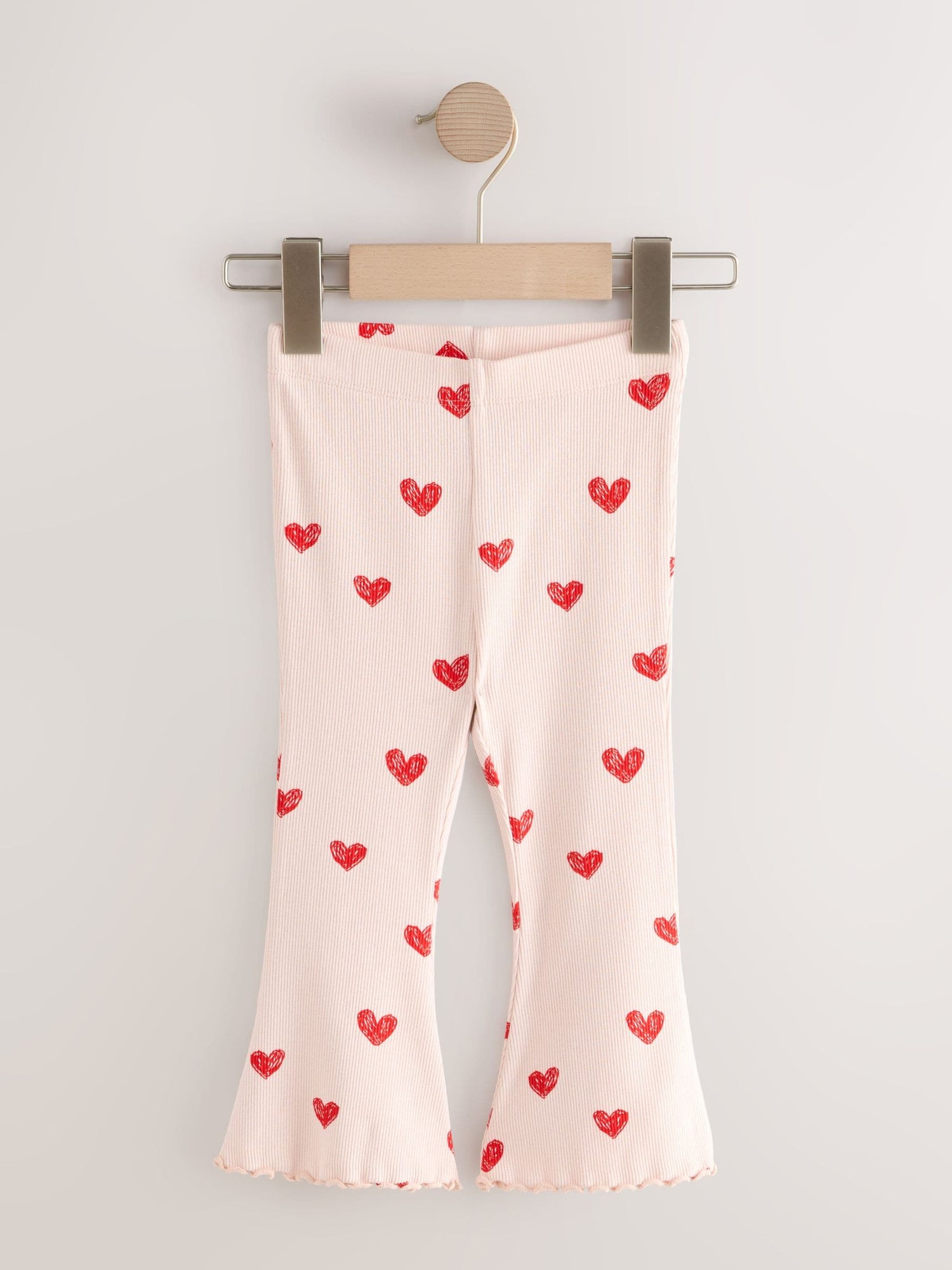 Light Pink Heart Rib Flare Leggings (3mths-7yrs) - Size 3-6 Months (62-68cm)