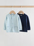 Blue 100% Cotton Knitted Baby Cardigans 2 Pack (0mths-2yrs) - Size 50cm (First Size)