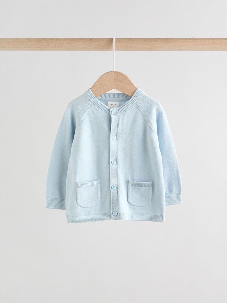 Blue 100% Cotton Knitted Baby Cardigans 2 Pack (0mths-2yrs) - Size 50cm (First Size)