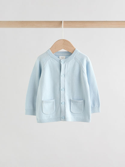 Blue 100% Cotton Knitted Baby Cardigans 2 Pack (0mths-2yrs) - Size 50cm (First Size)