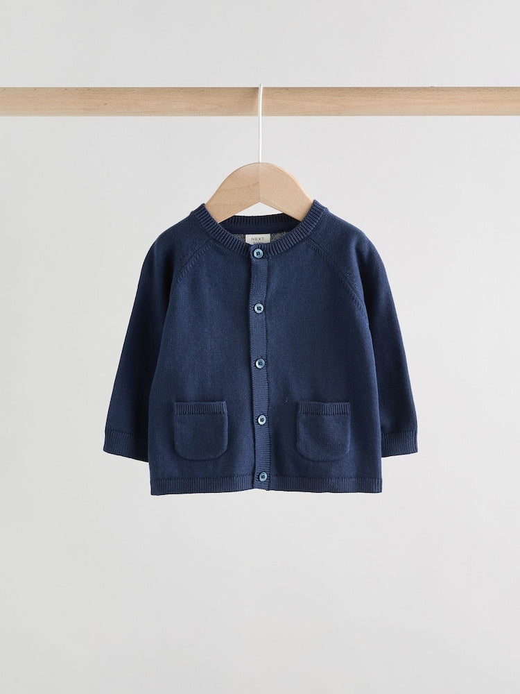 Blue 100% Cotton Knitted Baby Cardigans 2 Pack (0mths-2yrs) - Size 50cm (First Size)
