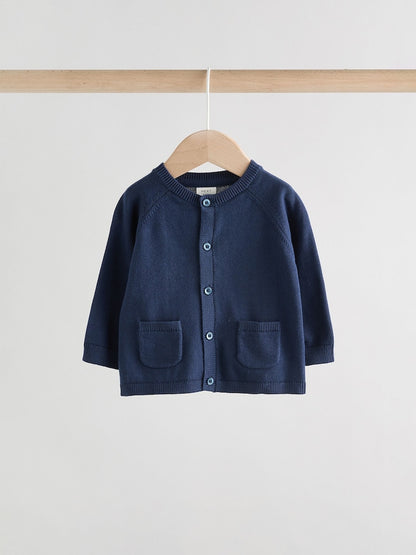 Blue 100% Cotton Knitted Baby Cardigans 2 Pack (0mths-2yrs) - Size 50cm (First Size)