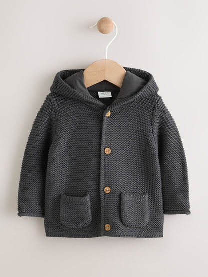 Charcoal Grey Knitted Baby Cardigan (0mths-2yrs) - Size 50cm (First Size)