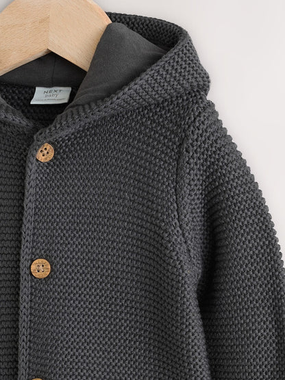 Charcoal Grey Knitted Baby Cardigan (0mths-2yrs) - Size 50cm (First Size)