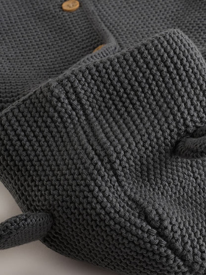 Charcoal Grey Knitted Baby Cardigan (0mths-2yrs) - Size 50cm (First Size)