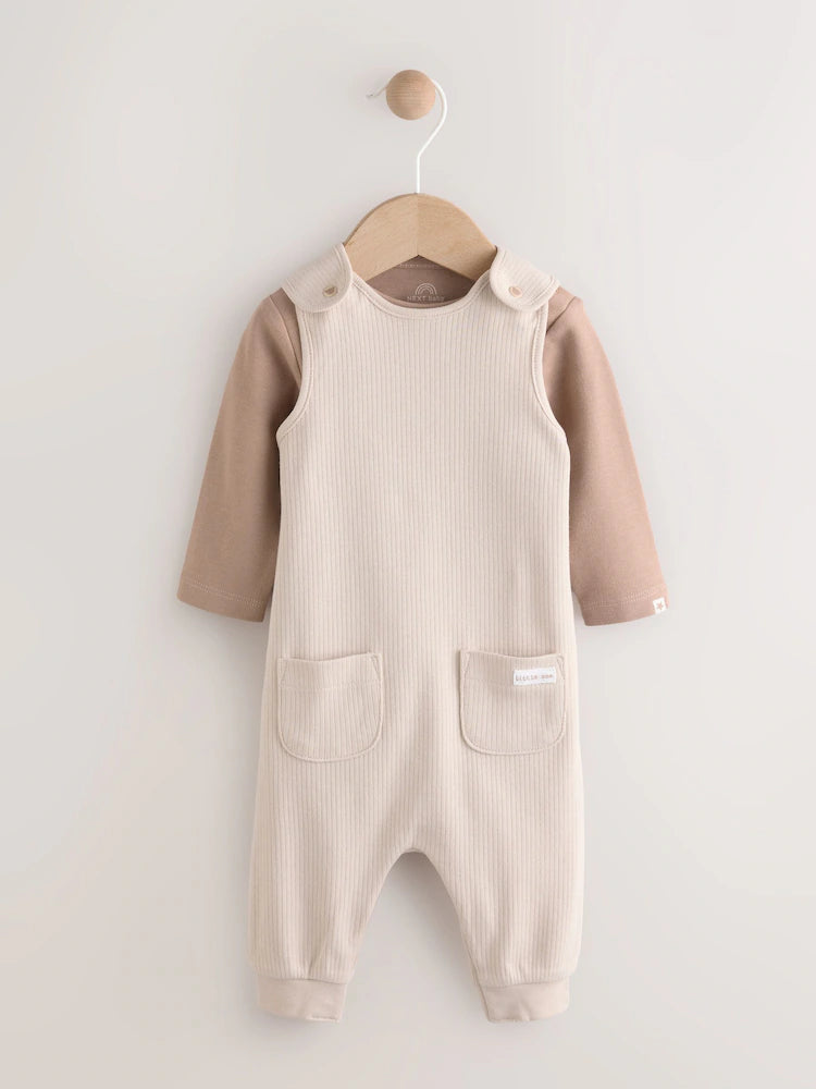 Neutral Jersey Dungaree and Bodysuit Baby Set (0mths-2yrs)
