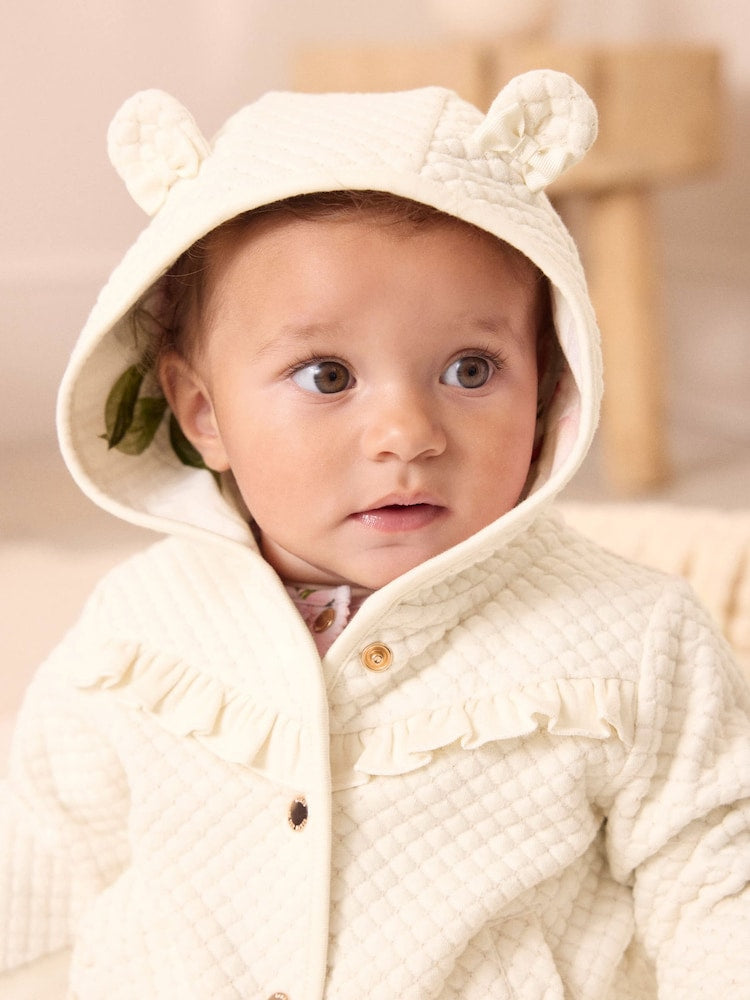 Baker by Ted Baker Lurex Quilted Hooded Jacket - Size Newborn