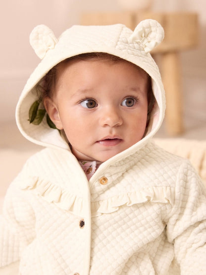 Baker by Ted Baker Lurex Quilted Hooded Jacket - Size Newborn