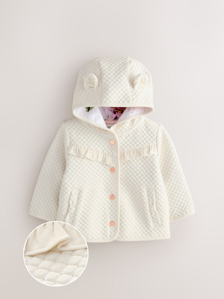 Baker by Ted Baker Lurex Quilted Hooded Jacket - Size Newborn