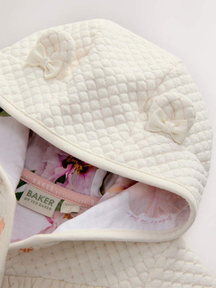 Baker by Ted Baker Lurex Quilted Hooded Jacket - Size Newborn