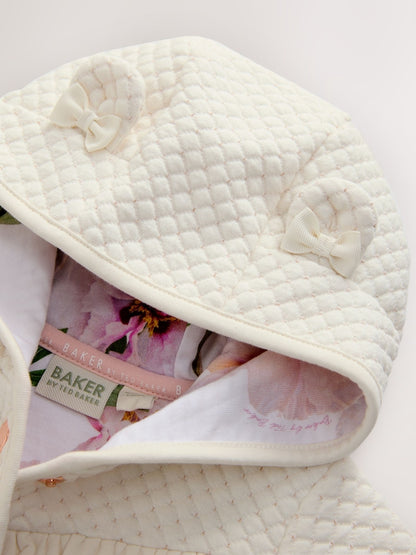 Baker by Ted Baker Lurex Quilted Hooded Jacket - Size Newborn