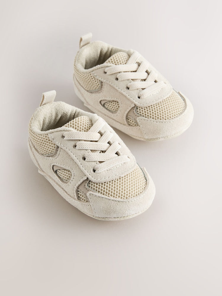 Neutral Baby Elastic Lace Slip-Ons Trainers (0-2mths) - Size Up To 3 Months (50 - 62cm)