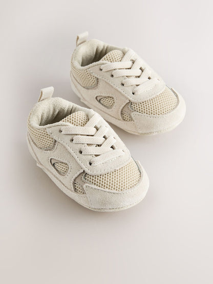 Neutral Baby Elastic Lace Slip-Ons Trainers (0-2mths) - Size Up To 3 Months (50 - 62cm)