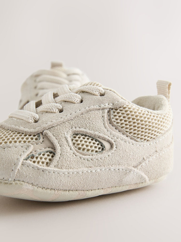 Neutral Baby Elastic Lace Slip-Ons Trainers (0-2mths) - Size Up To 3 Months (50 - 62cm)