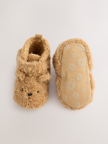 Brown Bear Baby Touch Fastening Slipper Boots (0-2mths)