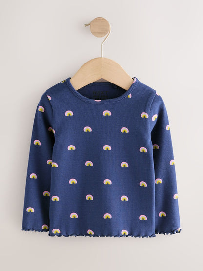 Rainbow Spot Long Sleeve Rib Tops 5 Pack (3mths-7yrs)