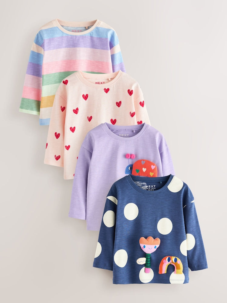 Rainbow Long Sleeve Tops 4 Pack (3mths-7yrs) - Rainbow / 12-18 Months (80-86cm)