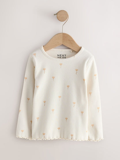 Neutral Long Sleeve Rib Tops 5 Pack (3mths-7yrs)