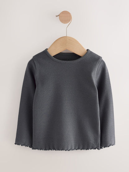 Black/White Long Sleeve Rib Tops 5 Pack (3mths-7yrs)
