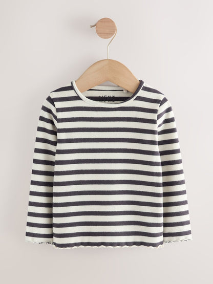 Black/White Long Sleeve Rib Tops 5 Pack (3mths-7yrs)