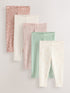 Floral Ribbed Leggings 5 Pack (3mths-7yrs) - Size 3-6 Months (62-68cm) - Floral
