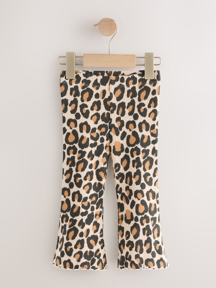 Animal Print Ribbed Flare Leggings 5 Pack (3mths-7yrs)