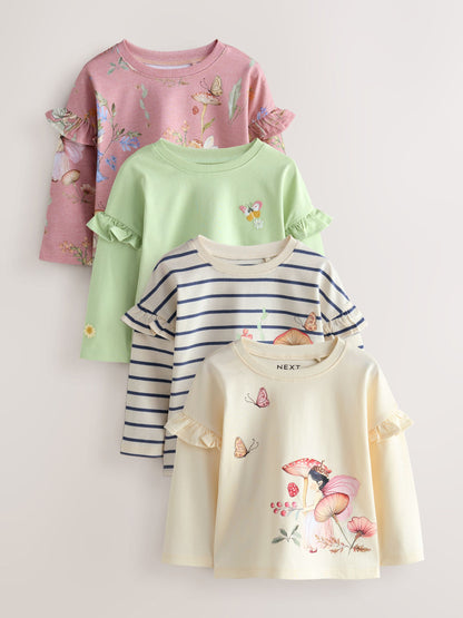 Green Fairy Long Sleeve Tops 4 Pack (3mths-7yrs) - Size 3-6 Months (62-68cm) - Default 1
