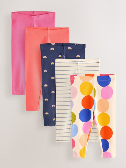 Rainbow Ribbed Leggings 5 Pack (3mths-7yrs) - Size 3-6 Months (62-68cm) - Rainbow