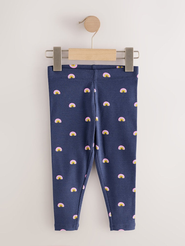 Rainbow Ribbed Leggings 5 Pack (3mths-7yrs) - Size 3-6 Months (62-68cm)