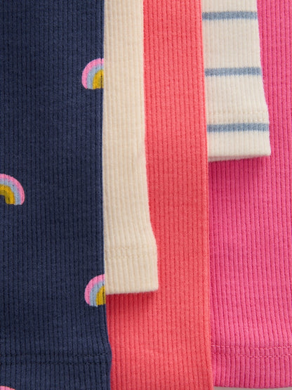 Rainbow Ribbed Leggings 5 Pack (3mths-7yrs) - Size 3-6 Months (62-68cm)