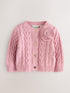 Baker by Ted Baker Knitted Corsage Cardigan - Size Up To 3 Months (50 - 62cm) - Dusky Pink