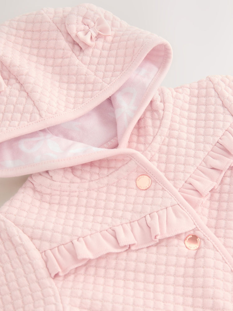Baker by Ted Baker Lurex Quilted Hooded Jacket - Size Newborn