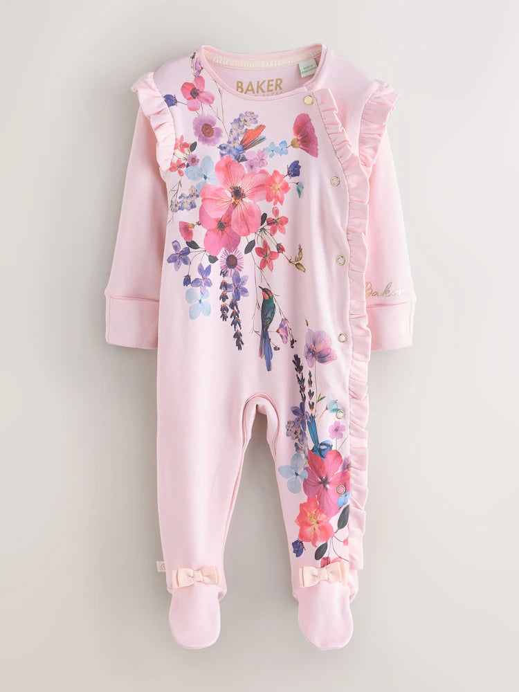 Baker by Ted Baker 2 Piece Frill Sleepsuit &amp; Bib Set