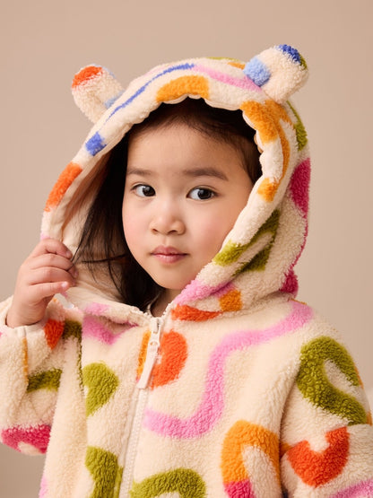 Cream Rainbow Squiggle Zip Through Fleece (3mths-7yrs) - Size 3-6 Months (62-68cm)