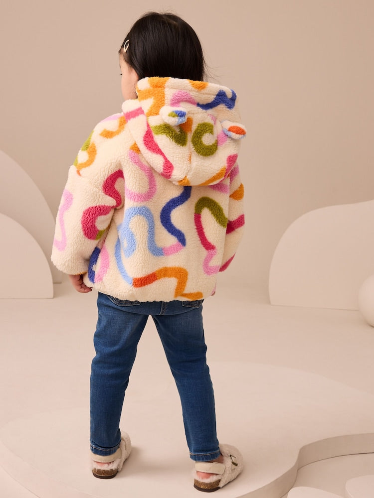 Cream Rainbow Squiggle Zip Through Fleece (3mths-7yrs) - Size 3-6 Months (62-68cm)