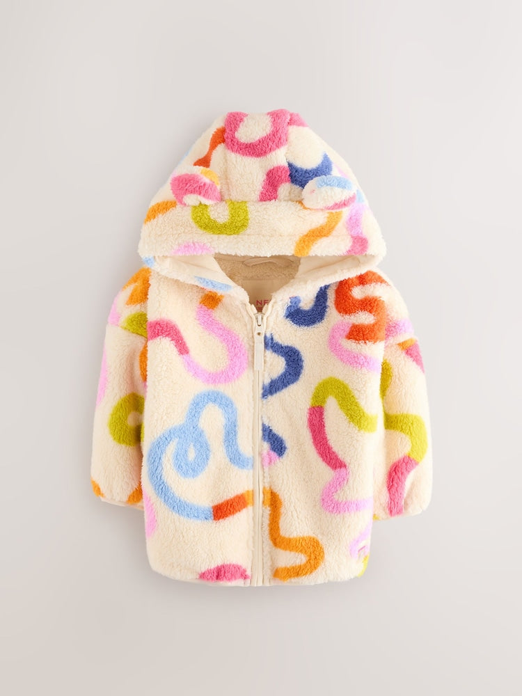 Cream Rainbow Squiggle Zip Through Fleece (3mths-7yrs) - Size 3-6 Months (62-68cm)